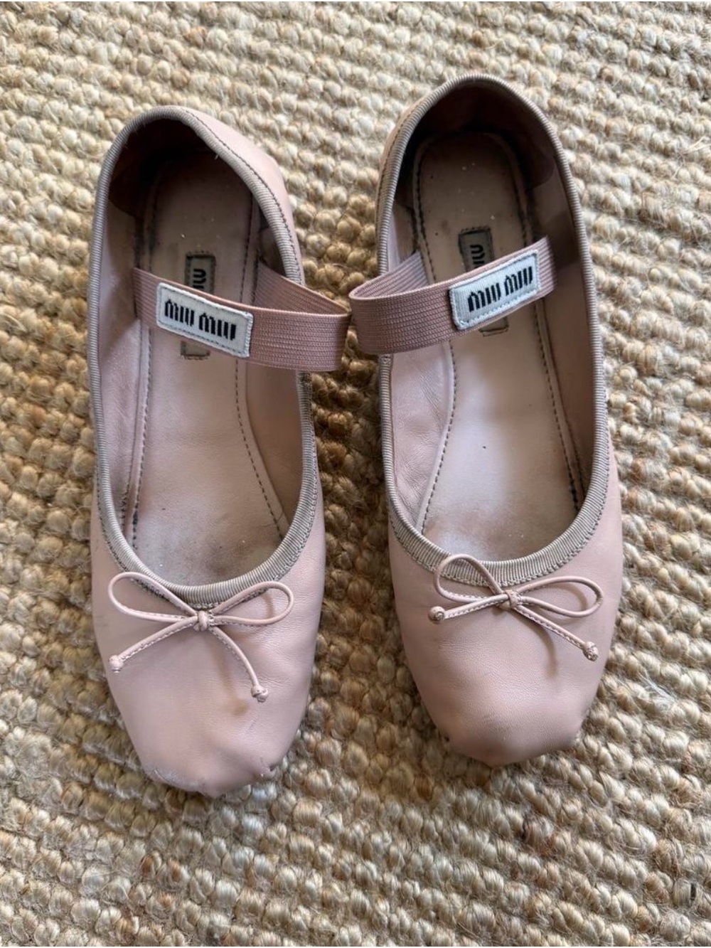 Miu Miu Pink Leather Mary Jane Ballet Flats